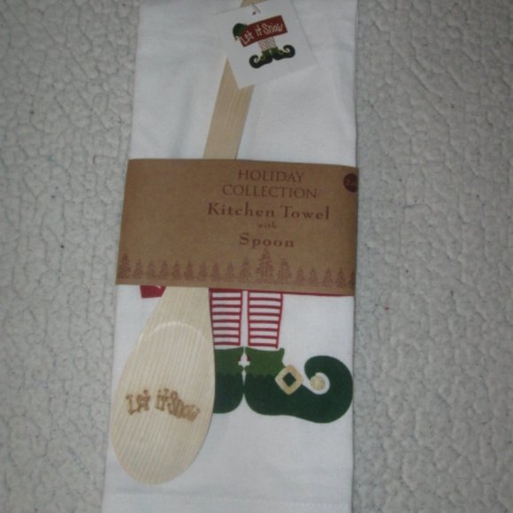 Holiday Collection "Let it Snow" Kitchen Towel with Spoon - Picture 1 of 4